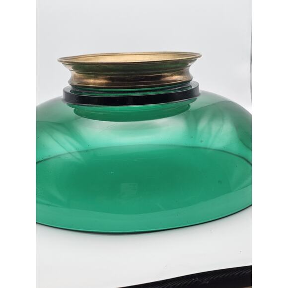 Vintage Emerald Forest Green Glass Serving Punch Bowl Brass Pedestal Base Decor - Picture 4 of 7